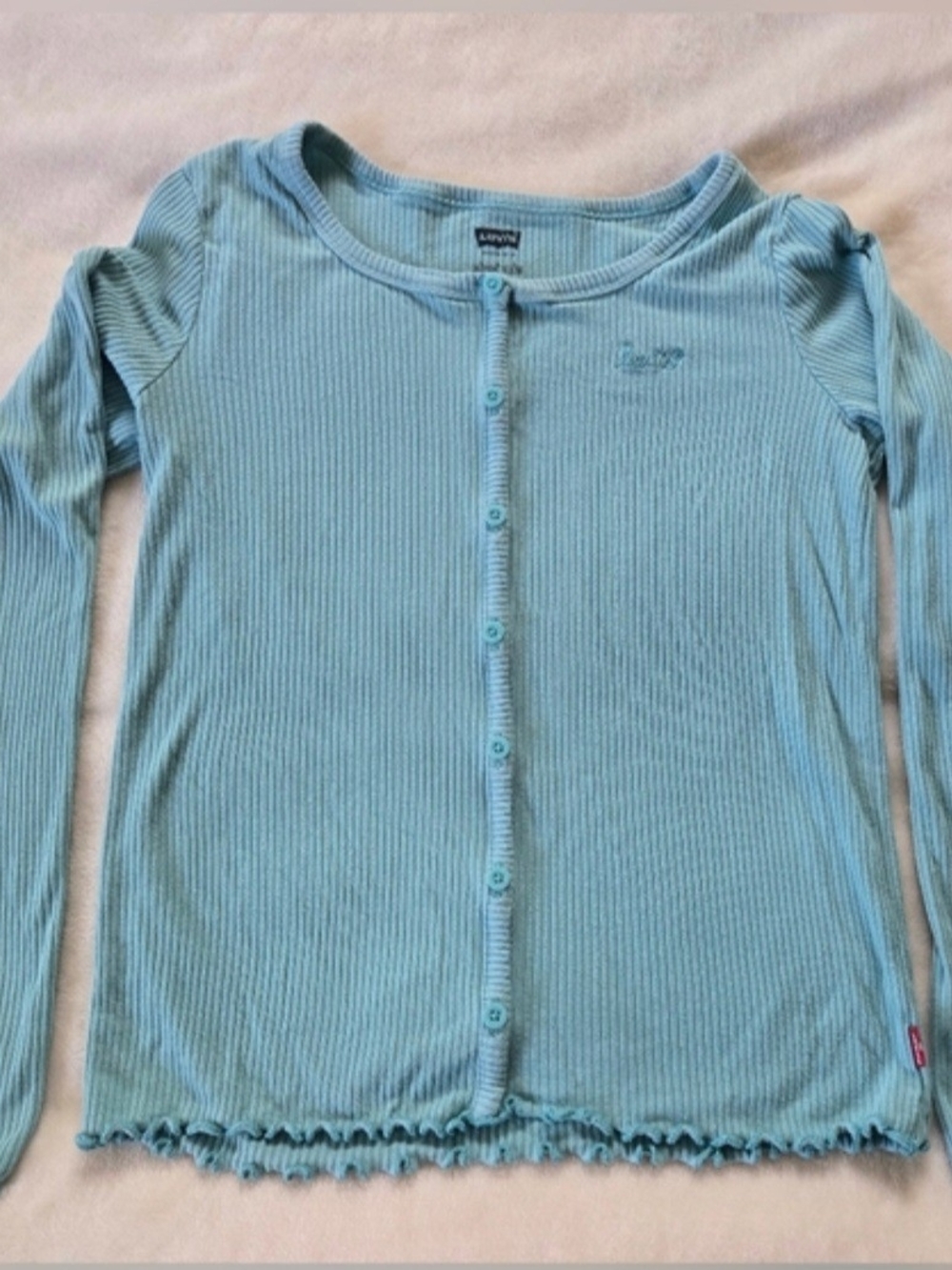 Levi's Girls' Light Blue Ribbed Button-Down Top